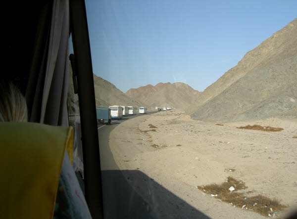 ca. 100 Busse im Konvoi